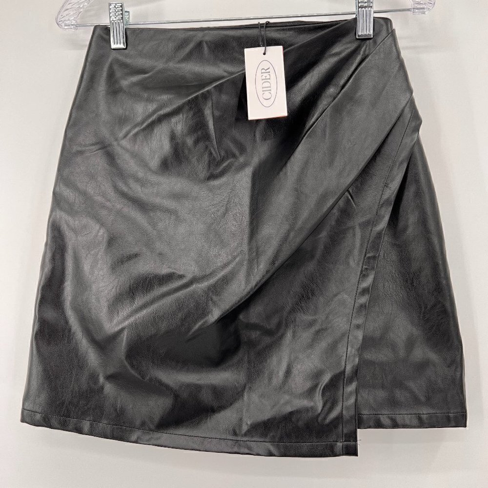 CIDER Pu Leather Black Mini Skirt Women's S NWT